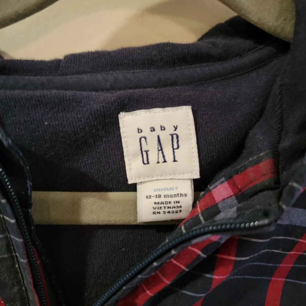 Vintage Baby Gap windbreaker plaid 12-18 month windbreaker spring jacket blue